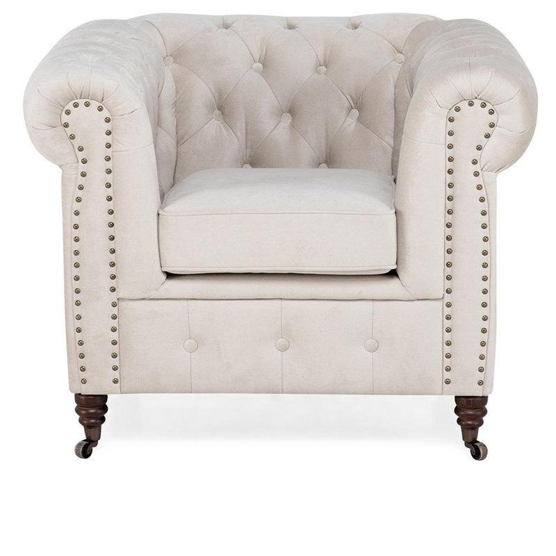 Americus Velvet Armchair, Grey