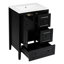 Meuble-lavabo de 24 po avec lavabo, une armoire avec porte à fermeture en douceur, 3 tiroirs à fermeture en douceur, poignées en métal rétro, noir