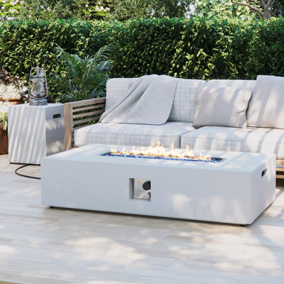  56-Inch Rectangle Iron Gas Fire Pit Table，Includes Tank Cover
