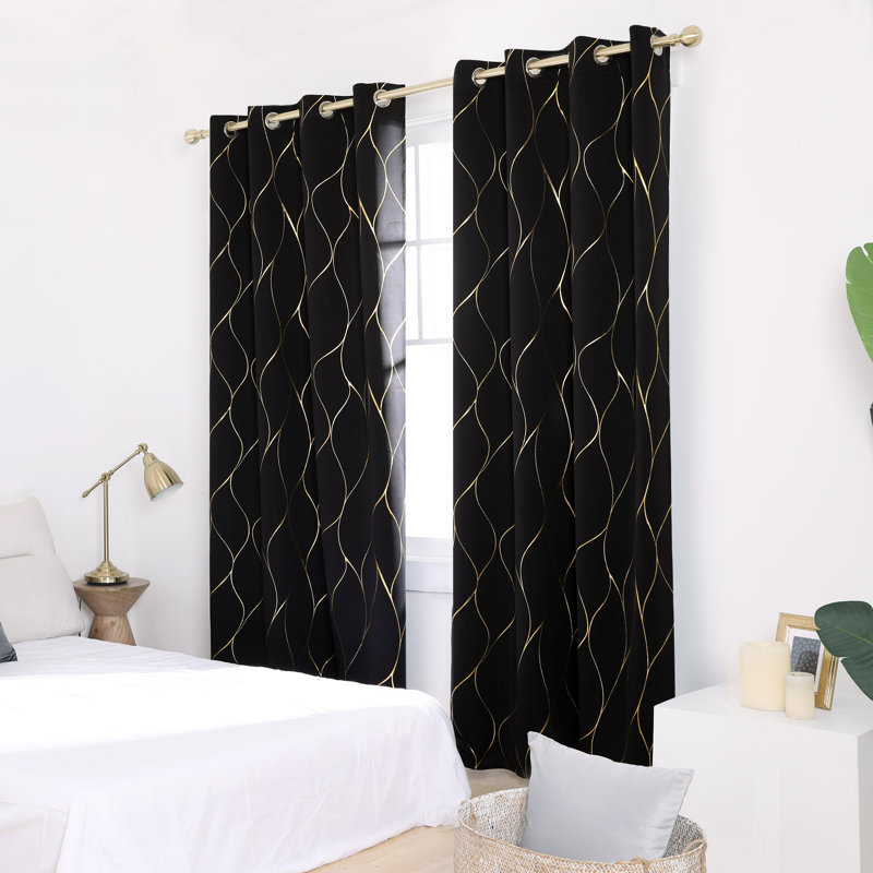 Valmar Blackout Curtain Pair, Black, Width 132 x Drop 183cm
