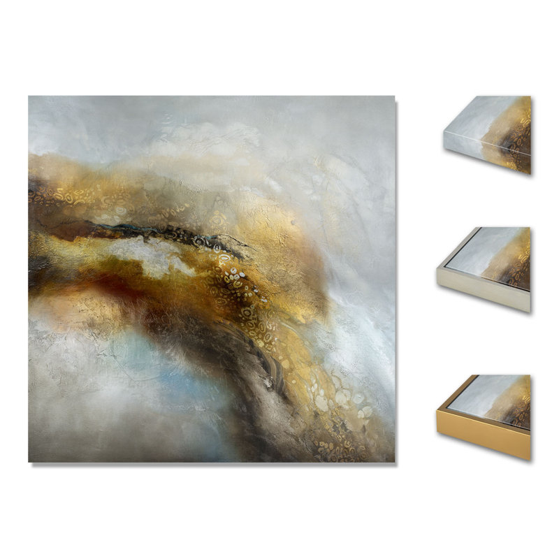 Desert Flow Print by Jennifer Hollack Raboin, 50" H x 50" W x 2.25" D, Gold Frame Canvas