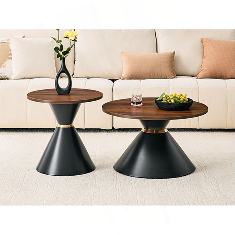 Ensemble de 2 tables basses rondes tendance, table d'appoint facile à nettoyer dans le salon et la chambre à coucher