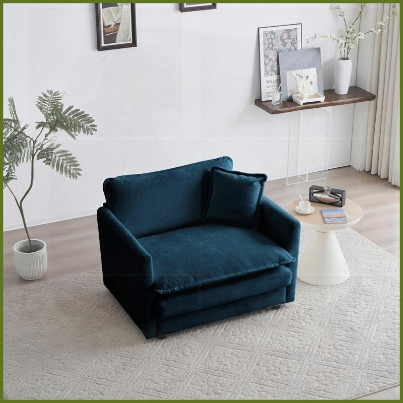 Fauteuil de confort Blue Chenille, Bleu