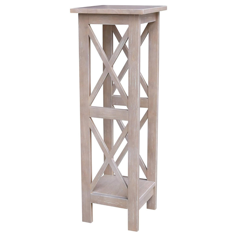 Solid Wood X-Sided Plant Stand, 36" H x 12" L x 12" D, Washed Grey Taupe