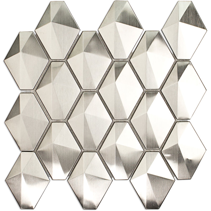 Bond Tile Corrie 3" x 4" Stainless Steel Honeycomb Mosaic Wall Tile