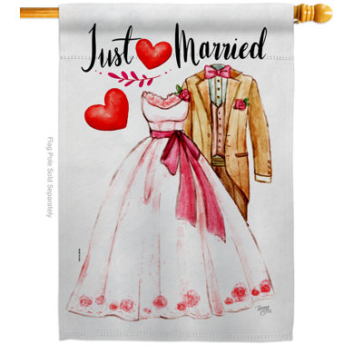 Double Sided 40'' H x 28'' W Polyester Wedding House Flag