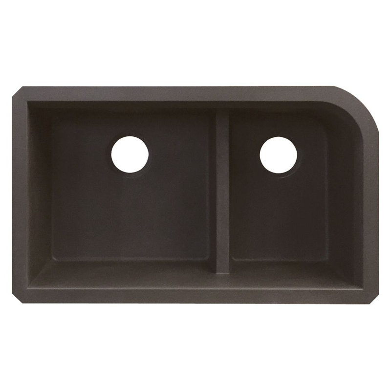 Radius 31.5'' L Double Bowl Kitchen Sink, Espresso