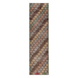 Vintage Distressed Runner Rug, Colorful Diagonal Geometric Design - Rug & Kilim