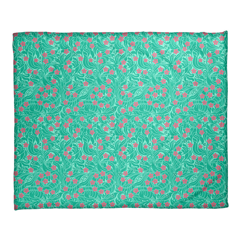 Couverture florale Katelyn Elizabeth Swirly, L 52,5 po x L 62,5 po, Vert / rose