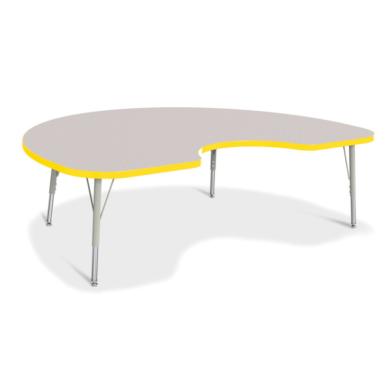 Berries® Kidney Activity Tables, Freckled Gray with Yellow Rainbow Accent, Elementary (15" - 24")