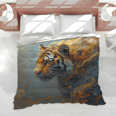 Édredon tigre avec flammes abstraites