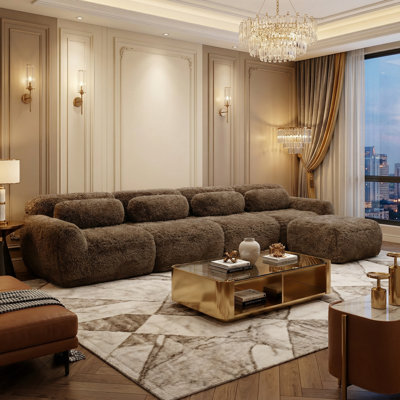 Boneless L-shaped Soft And Fluffy Plush Fabric,modular Sectional Sofa Couches,32d High Density Sponge Bottom Anti-slip Design,free Combination Buckle Connection,no Assembly Required,for Bedroom