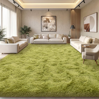 Solid Rug Soft Fluffy Grass Green Indoor Area Rug for Living Room Bedroom Nursery Kids Room