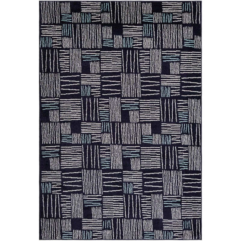 Anaka Synthetic Geometric Indoor Rug, Rectangle 6'1" x 9'