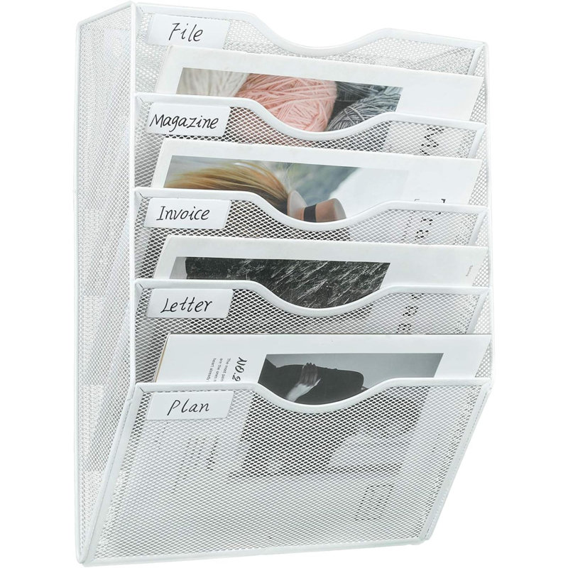 Metal Wall Organizer with Mail Storage, White, 17.4 cm H x 27.8 cm W x 32.5 cm D