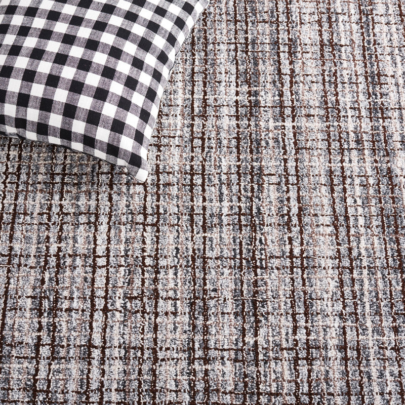 Tapis gris / noir en laine / coton touffeté à la main Bromsgrove, Rectangle 6 pi x 9 pi