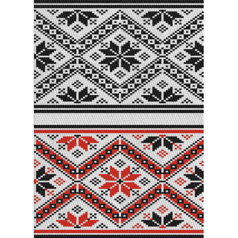 Tapis noir/zone orange à motifs, Rectangle 6 pi x 9 pi