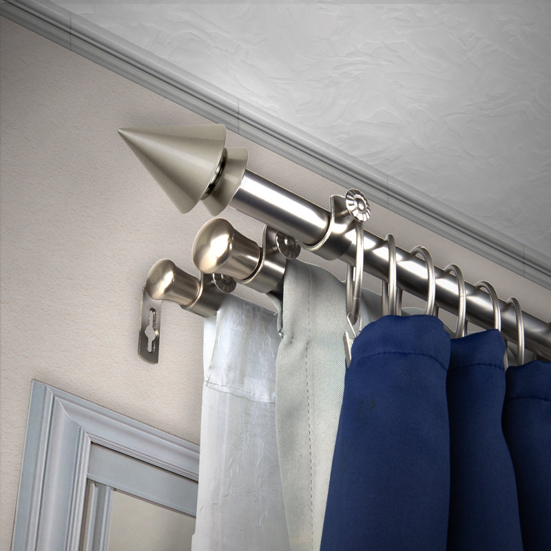 Ensemble de tringle à rideaux réglable 0,81 po, Nickel satiné, 66" - 120"