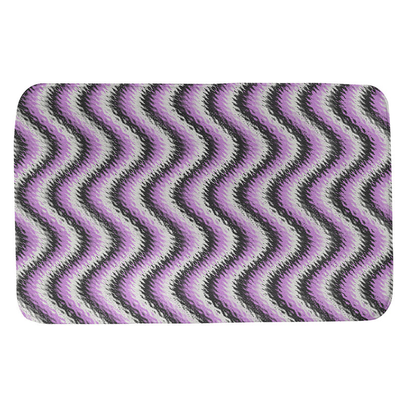 Tapis pour salle de bain à rayures ondulées rectangulaires, l 17 po x L 24 po, Noir/mauve