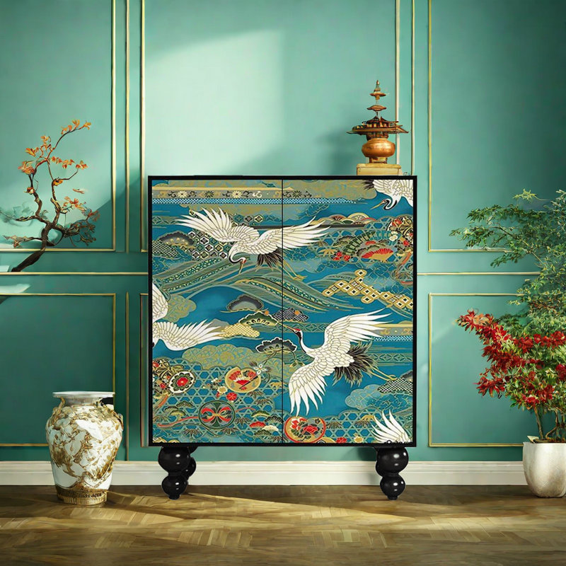 Retro Crane Shoe Cabinet 17 Pair Shoe Storage Cabinet
