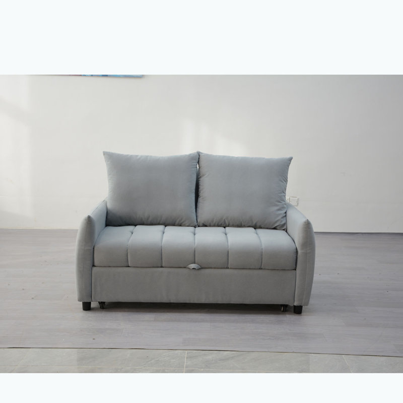 Canapé-lit futon, canapé futon avec dossier réglable, Gris clair
