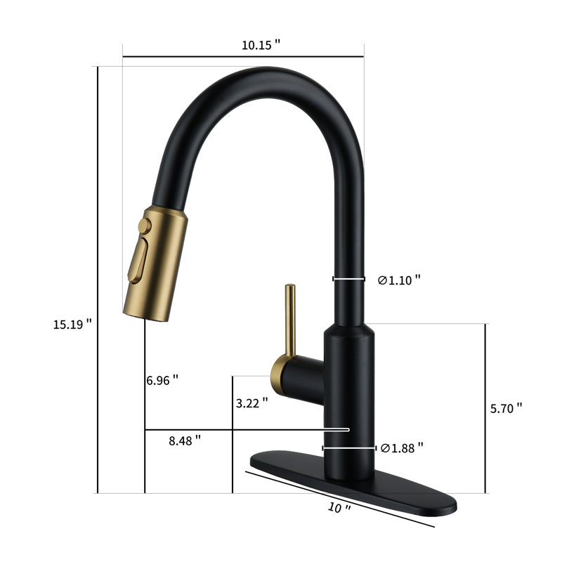 Boyel Living Kitchen Faucet, Matte Black/Brushed Gold