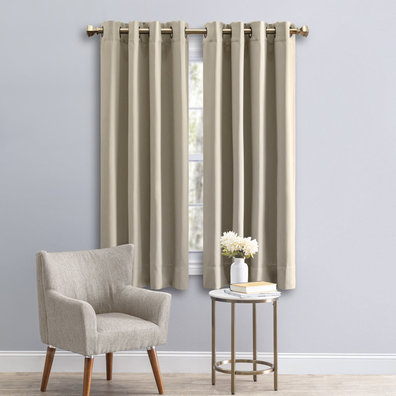Ardelle Blackout Single Curtain Panel, Putty with Antiqued Bronze Grommets, 56" W x 45" L
