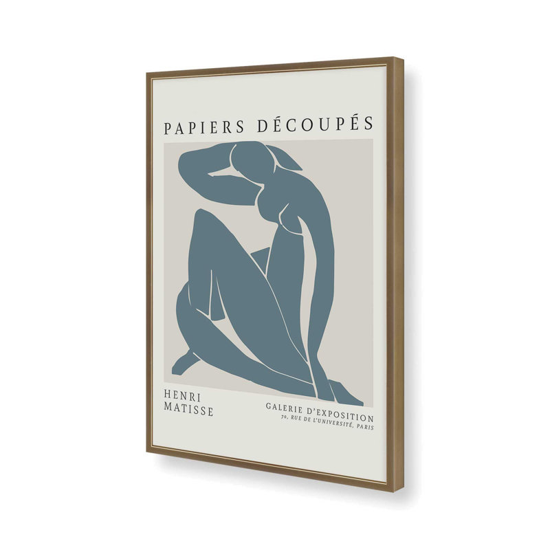Matisse's Nude II in Midnight Blue, reproduction encadrée, H 17,25 po x l 13,25 po, Or brossé