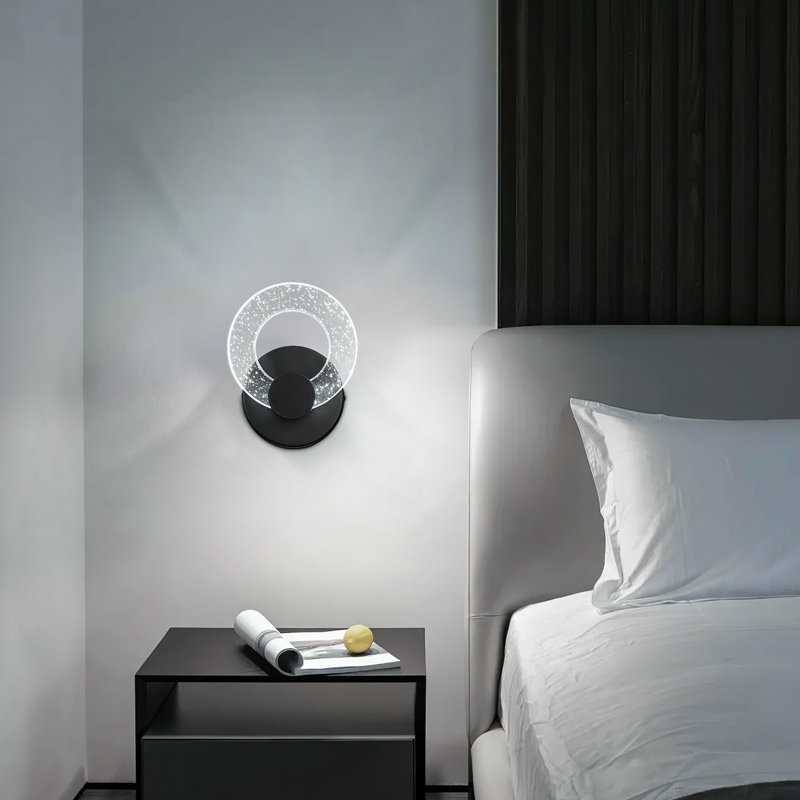 Appliques murales modernes pour salle de bain avec applique ronde en cristal de bulles et applique murale à intensité variable pour le couloir de la chambre à coucher