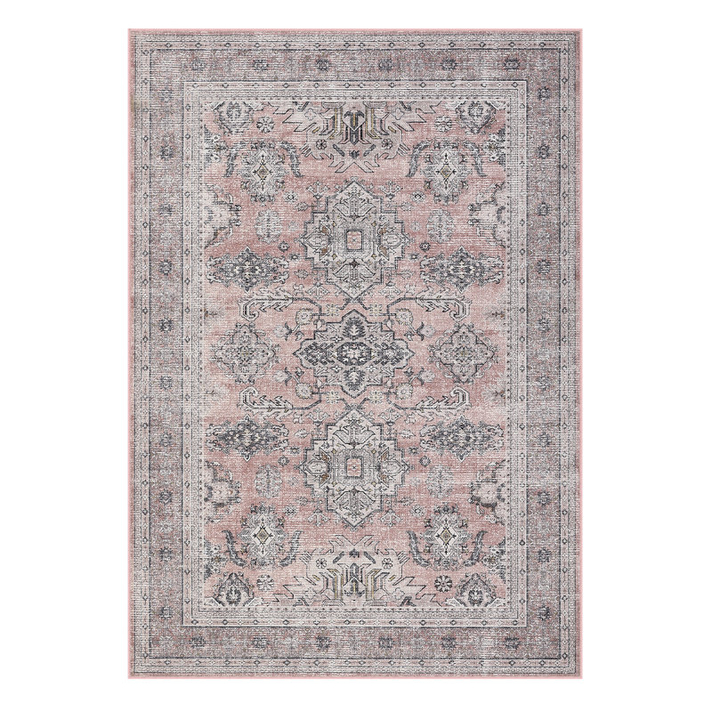 Oriental Machine Washable Rug with Rubber Non-Slip Backing for Living Room, Dining Room, Bedroom, Office & Playroom
