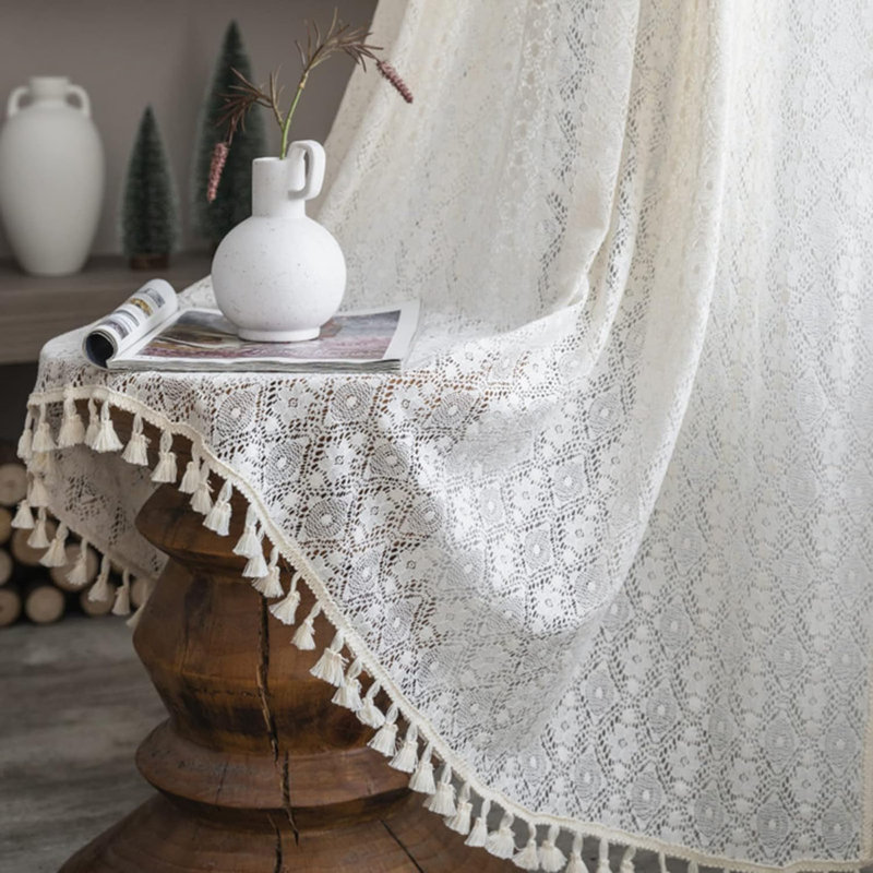 Ciccia Cotton Blend Semi Sheer Curtain Pair, 59" W x 87" L