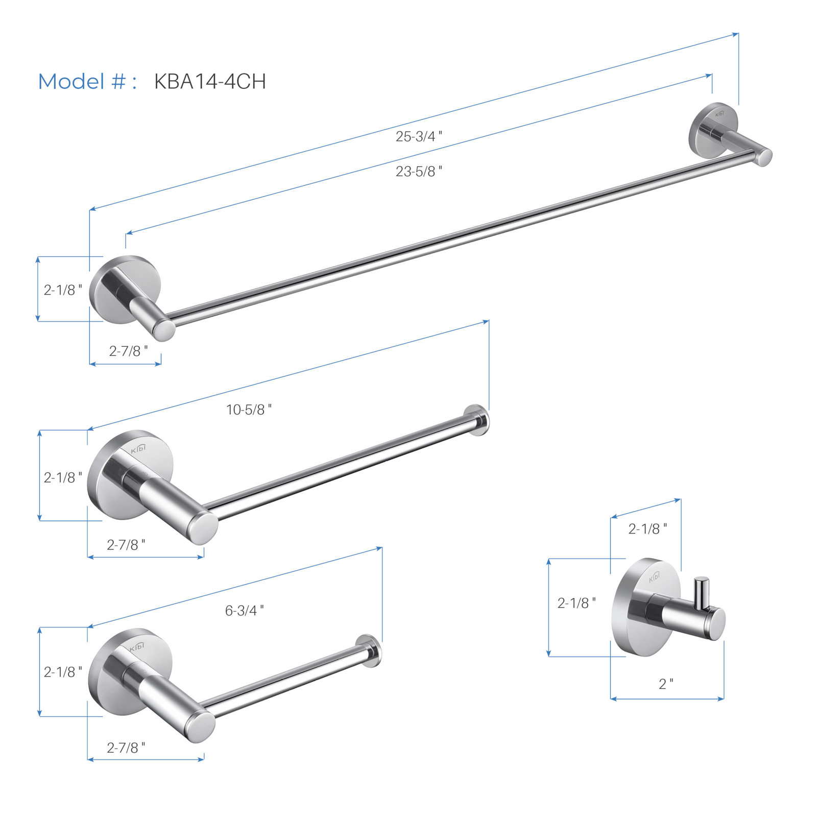 Circular 5-Piece Bathroom Hardware Set, Chrome