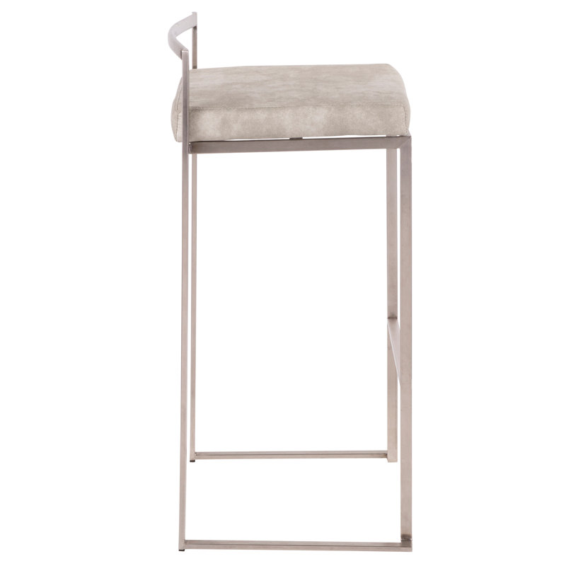 Tabouret de bar contemporain empilable, Argent, Gris clair