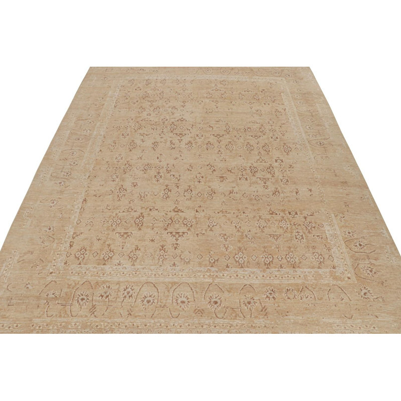 Hand Knotted Silk Area Rug in Brown