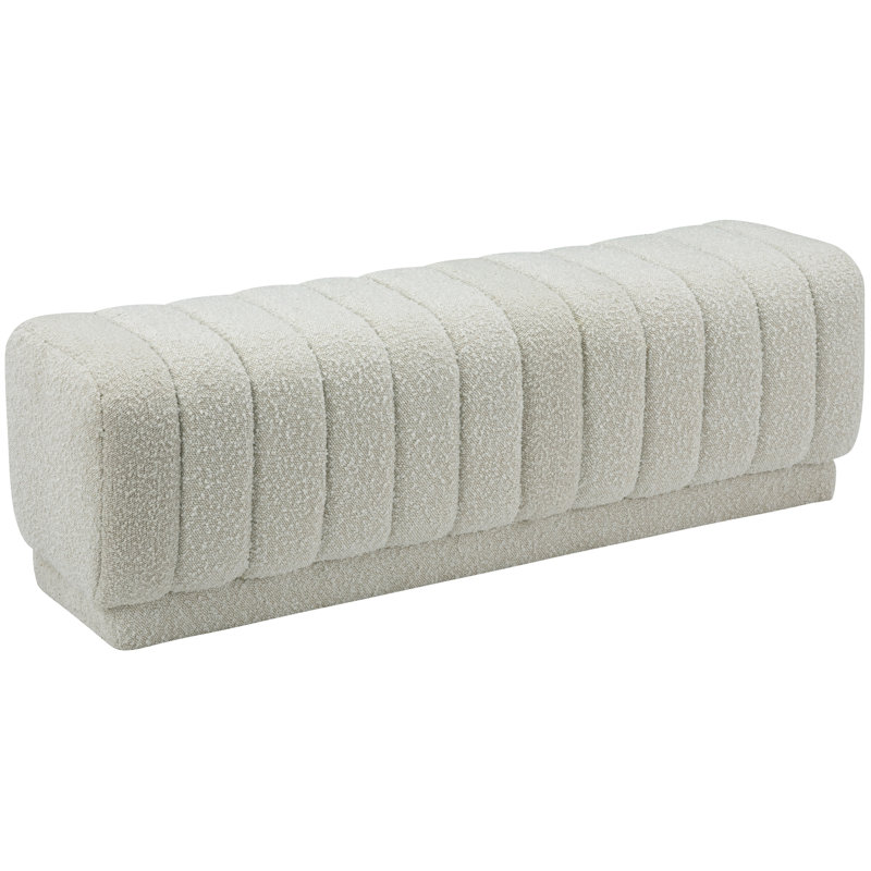 Heathrow Boucle Fabric Upholstered Ottoman, Cream Boucle Fabric