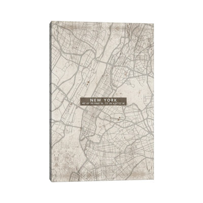 New York City Map Abstract by WallDecorAddict - Wrapped Canvas Print