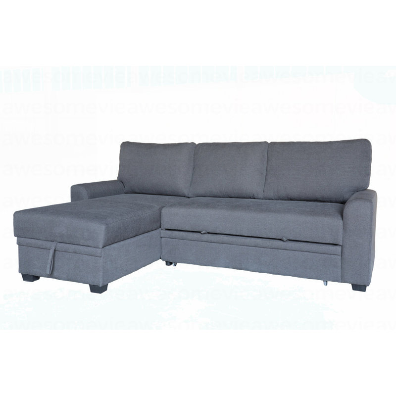 Canapé-lit modulaire moderne en flanelle de tissu l 90,5 po avec méridienne avec rangement à gauche