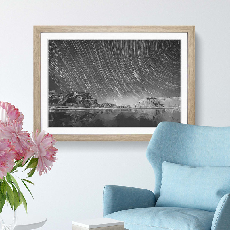 Stars Above Lake Powell - Picture Frame Graphic Art Print, Oak Framed, 62cm H x 87cm W x 2cm D