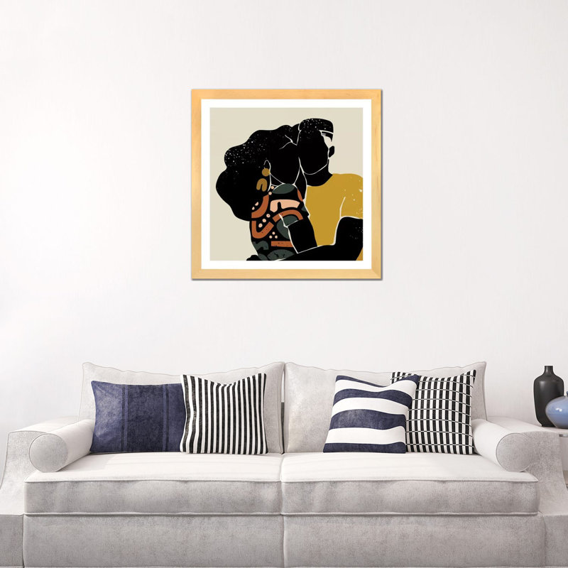 «Black Love», reproduction d'impression, H 24 po x l 24 po x p 1 po, Toile avec cadre en bois beige, Blanc