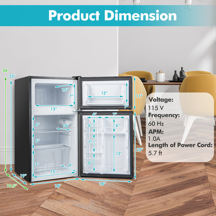 Dorm Room Storage - Midea College Fridge with Freezer - 3.1 Cu Ft College  Essential