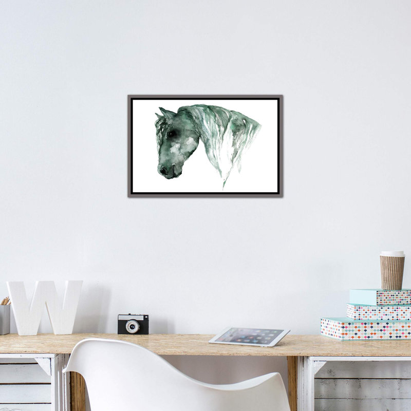 Art du cheval, H 40 po x l 26 po x P 1,5 po, Toile encadrée de bois rustique foncé
