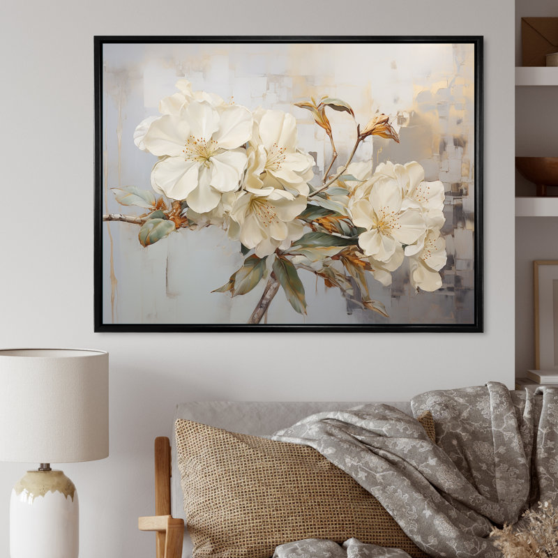 Essence de simplicité rhododendron VI, H 34 po x l 44 po x P 1,5 po, Cadre flottant noir