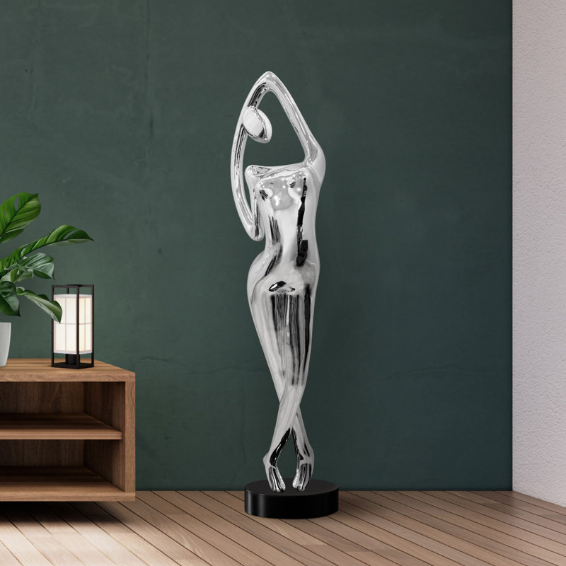 Sculpture femme en chrome et céramique