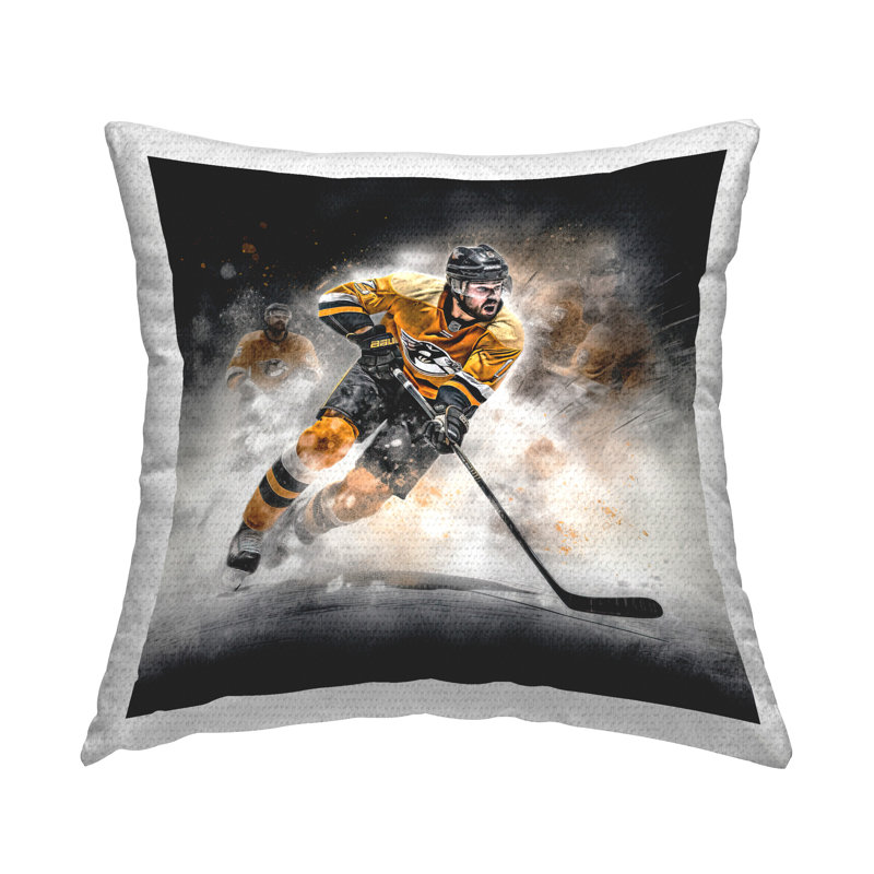 Design de coussin décoratif pour l'extérieur Hockey Hockey Athlète par Jim Baldwin