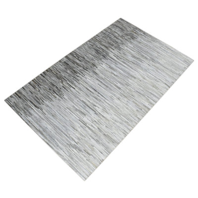 Tapis gris et argent en cuir véritable Modern