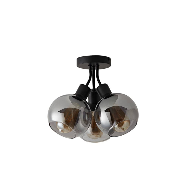 Dejuane Glass Semi Flush Mount, Grey, Matte Black