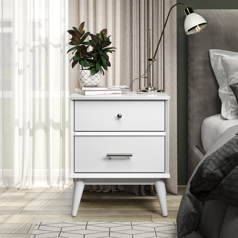 Caleesha 20'' W Solid Wood Nightstand, White
