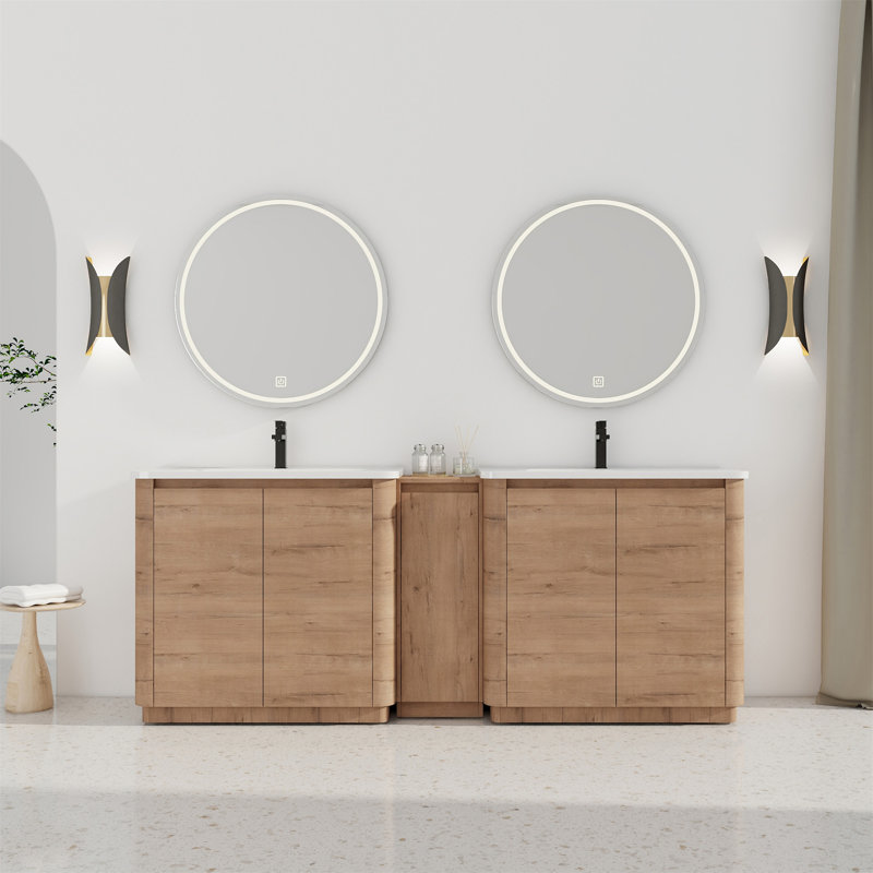 Meuble-lavabo autoportant 84 po avec lavabo en céramique blanche 84 po, 84"