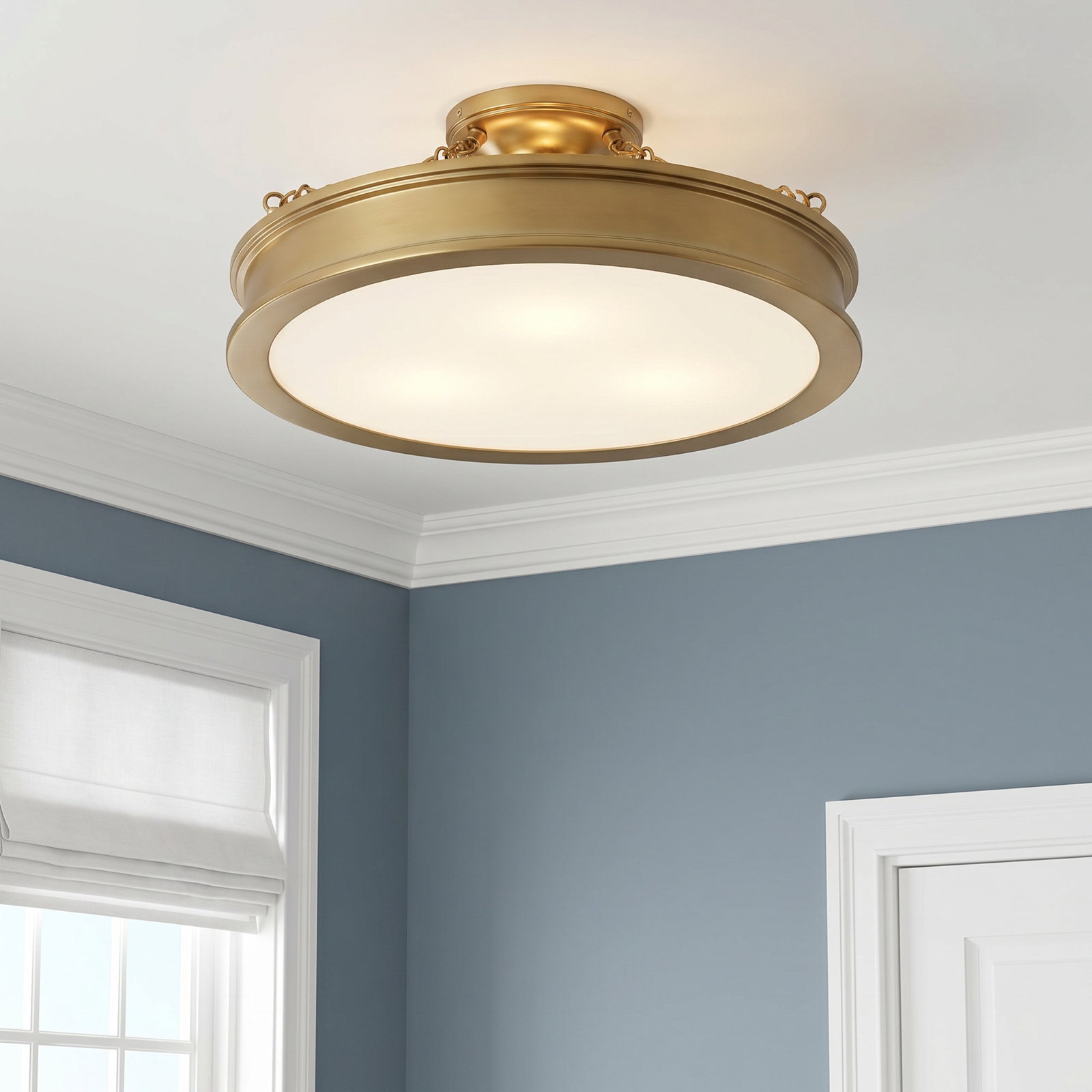 Everlee 3-Light Semi Flush Mount, Liberty Gold