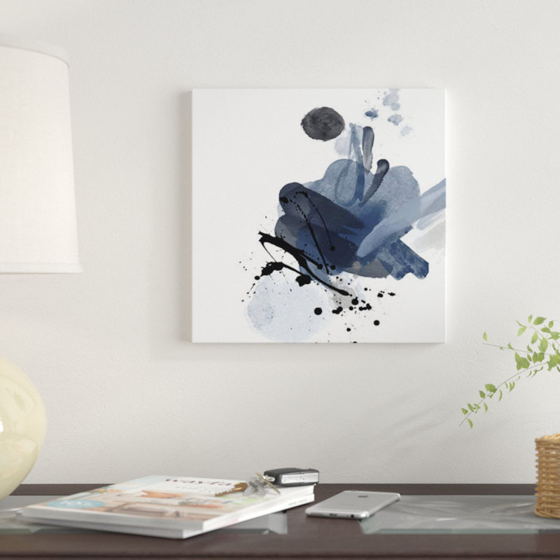 « blue & splash black splash i », reproduction sur toile, H 12 po x l 12 po x P 0,75 po